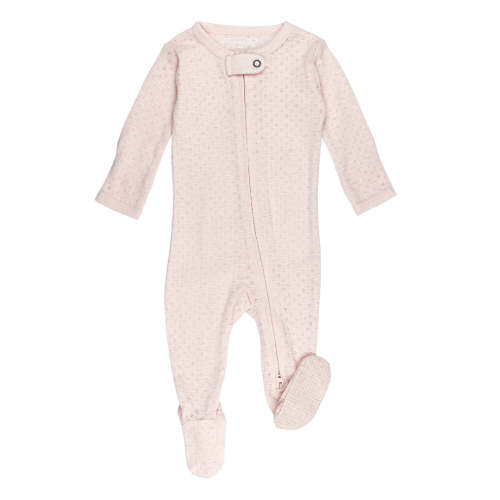 Organic Pointelle 2-Way Zipper Footie | Cotton Candy 0-3mo