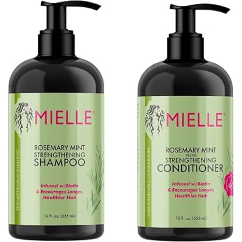 Mielle - Rosemary Mint - Biotin Infused - Encourages Growth Hair Products for Stronger and Healthier Hair - Shampoo & New Conditioner Styling Bundle Set 2 PCS