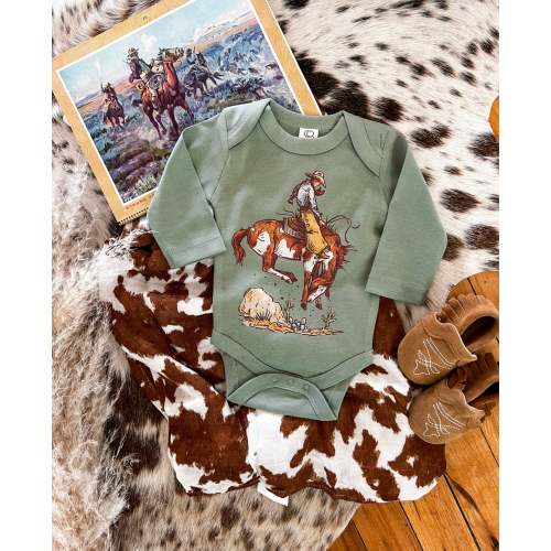 Cody Rank Paint Longsleeve Onesie(little kid)( green)(Fringed Exclusiv – theFRINGEDpineapple