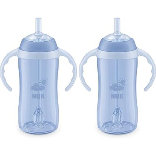 NUK Learner Straw Cup, 10oz, 2-Pack - Toddler Cup with Soft Straw for Easy Drinking, Suitable for Ages 8 Months and Up