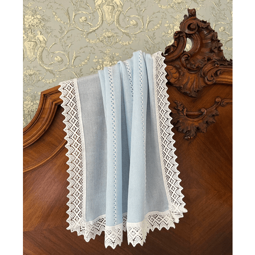 Bella & Lucella - Bella Lace blanket ~ in beautiful blue with white lace