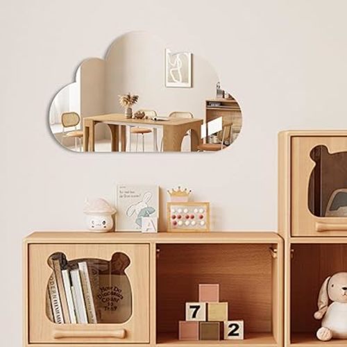 Cute Anti-Scratch Mark Non-Punch Acrylic Cloud Mirror Set,High Definition Wall Mirrors for Homes, Offices and Children's Rooms, are Not Brittle or Deformable