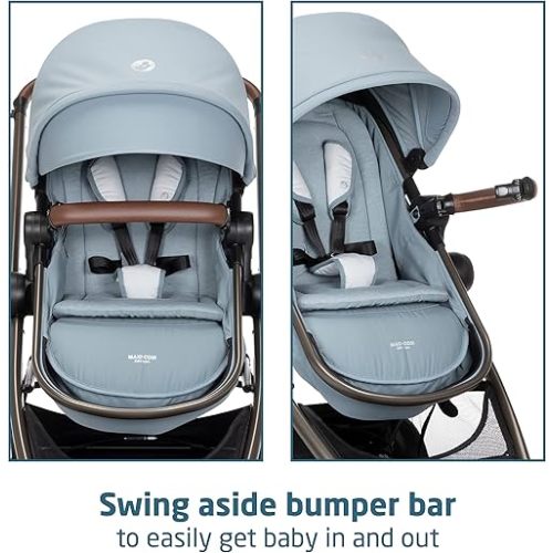 Maxi-Cosi Zelia_ Luxe 5-in-1 Modular Travel System, Choose Between 5 Modes of use & Mico 30 Stand-Alone Additional Infant Car Seat Base, Black, One Size