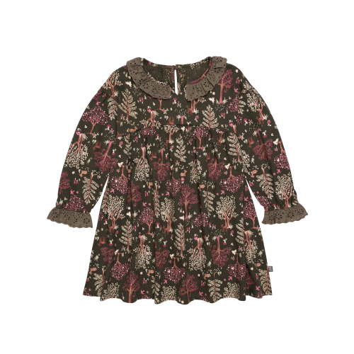 Modern Moments By Gerber Toddler Girl Dress with Neck Ruffle and Embroidery, Sizes 12 Months - 5T
