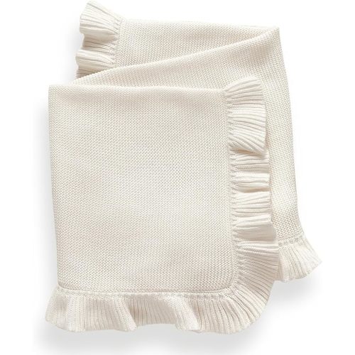 Knit Baby Blanket 40x30 for Boy & Girl Soft Swaddle Blanket (White)