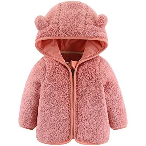 Newborn Infant Baby Boys Girls Cartoon Fleece Hooded Jacket Coat with Ears Warm Todder Kids Outwear Coat Zipper Up 0-6Y
