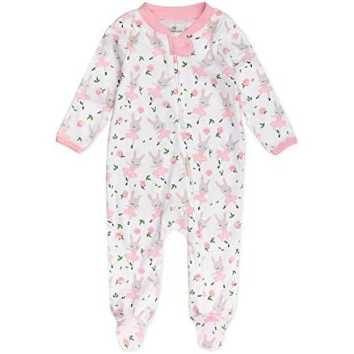 HonestBaby Sleep & Play Footed One-Piece Pajama Sleeper 100% Organic Cotton, Baby Girls