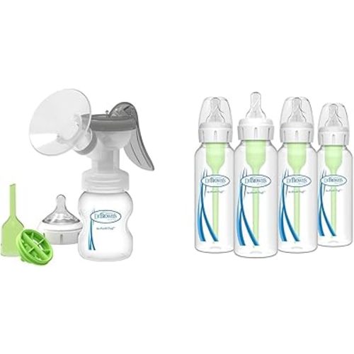 Dr. Brown's Manual Breast Pump + Dr. Brown's Options+ Narrow Bottle (4 Count)