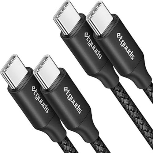 etguuds Long USB C to USB C Cable 12ft, 2-Pack, 60W USBC to USBC, Type C to C Charger Cord Fast Charging for iPhone 17 16 15 Pro Max Plus Air 16e, for MacBook/iPad, Samsung Galaxy S25 S24, Pixel