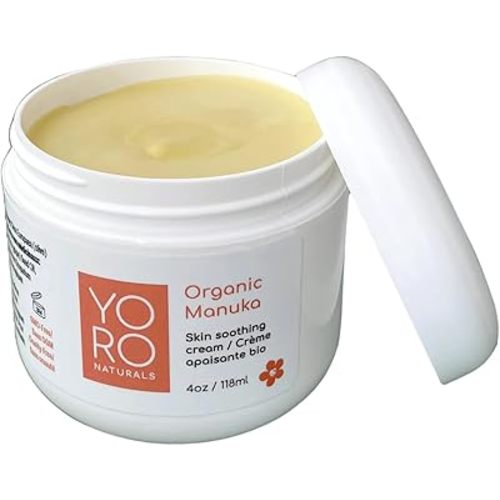 Organic Manuka Skin Soothing Cream for Sensitive Dry Skin, Itch Control, Rosacea, Honey Eczema Relief, Natural Psoriasis Moisturizer & Dyshidrotic Eczema Balm for Face and Body (4 OZ)
