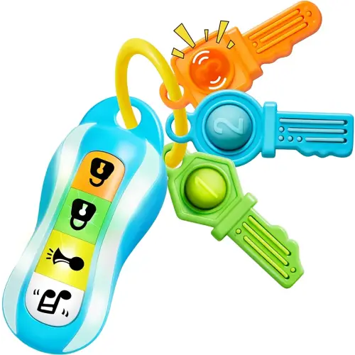 JOYIN Baby Car Keys Teether - Toddlers Sensory Learning Toy w/Music & Lights - Musical Baby Toys 6 to 12 Months for Travel - Birthday Gifts for Baby Age 6+ Months - Easter Stocking Stuffers