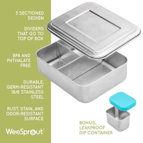 WeeSprout 18/8 Stainless Steel Bento Box - Small, Stainless Steel