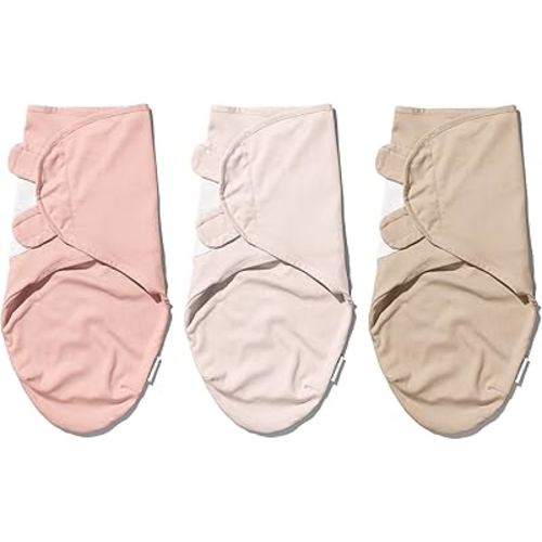 Cotton Swaddle Wrap, 100% Knitted Organic Cotton, Easy Adjustable Newborn Velcro Swaddle for Boys & Girls, Improves Sleep & Calms Startle Response, 0-3 Months, Pack of 3 (Nordic Edition 2)