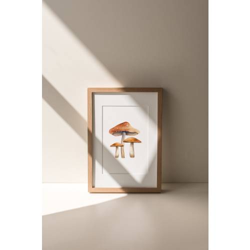 Neutral Mushroom Printed art print, Boho Mushroom Printed and shipped Watercolor Woodland Art Print printed on high archival paper MS1-A1