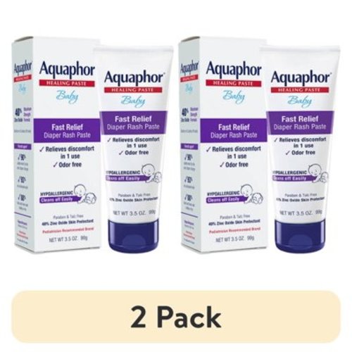 (2 pack) Aquaphor Maximum Strength Baby Diaper Rash Paste, 3.5 oz