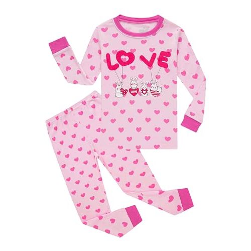 KikizYe Girls Pajamas Set Kids Long Sleeve PJs Cotton Jammies