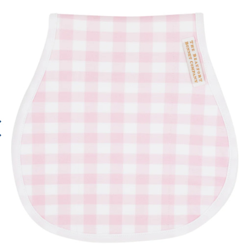 Oopsie Daisy Burp Cloth - Palm Beach Pink Gingham with Worth Avenue White