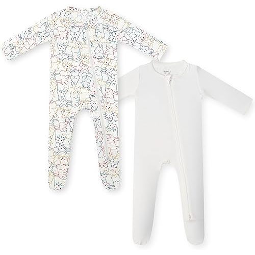 HAPIU Rayon from Bamboo Baby Footed Pajamas, 2 Way Zipper YKK, Footie for Baby Boy Girls, Newborn-24 Months