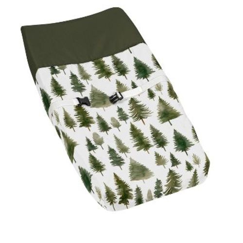 Sweet Jojo Designs Gender Neutral Unisex Changing Pad Cover Woodland Pine Tree Green and White