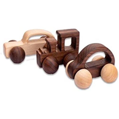 Wooden Rattle Toy Car Set 3PCS Baby Toy Skill Development Educational Toy Environmental Protection Toy Car