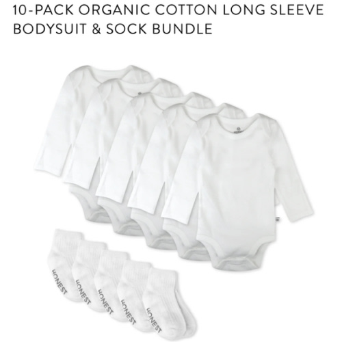 10-Pack Organic Cotton Long Sleeve Bodysuit & Sock Bundle | Honest Baby Clothing