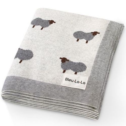 100% Luxury Cotton Knit Swaddle Receiving Blanket For Blanket For Newborn And Infant Boys And Girls - Sheep - Grey - Sheep - Grey