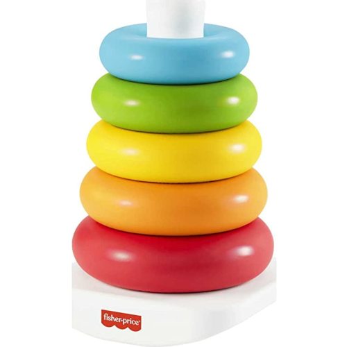 Fisher-Price Baby Stacking Toy Rock-A-Stack Rings with Roly-Poly Base for Ages 6+ Months, Made with Plant-Based Materials