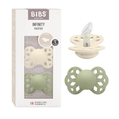 BIBS Infinity Anatomical Pacifier 2-Pack, BPA-Free, Anatomical Silicone Suction Set, Anatomical Sucker. Silicone, Made in Denmark, Size 1 (0-6 Months), Ivory/Sage' for ASIN 'B0BLSZSY9X'