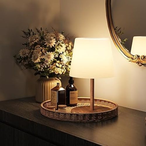 EZVALO Outdoor Cordless Table Lamp, IP65 Waterproof 4500mAh Rechargeble Shower Lamp, Dimmable Touch Lamp, LED Night Light Lamp for Bathroom Patio Camping Restaurant Home（1 Pcs）