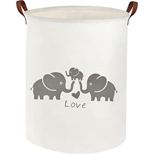 HIYAGON Baby Laundry Basket Cute Elephant Hamper Baby Hamper for Nursery Boy and Girl Kids Toy Storage Basket Bin Organizer Elephant Room Decor(Love elephant)