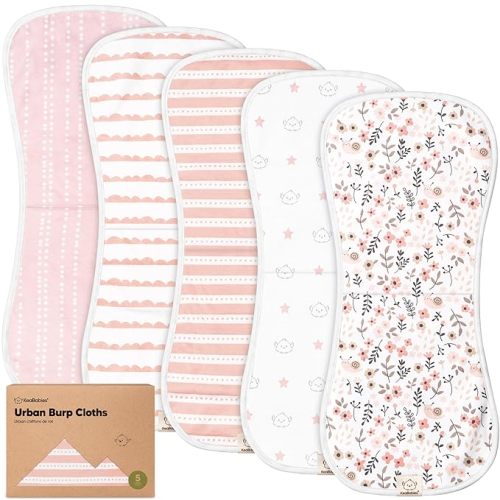 Organic Burp Cloths for Baby Boys and Girls - 5-Pack Super Absorbent Burping Cloth, Burp Clothes, Soft & Plush Newborn Towel, Milk Spit Up Rags, Burpy Cloth Bib for Unisex, Burping Rags(Sweet Charm) - Sweet Charms