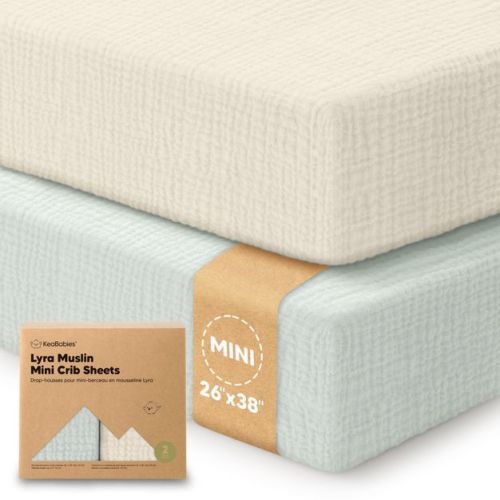 KeaBabies Lyra Muslin Mini Crib Sheets for Boys, Girls, 2-Pack Soft Organic Cotton Pack and Play Sheets Fitted, 38x26 (Willow)