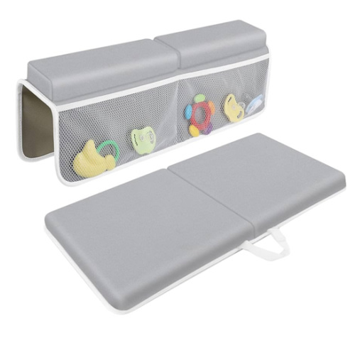 Bath Kneeler with Elbow Rest Pad Set, 1.5 inch Kneeling Pad Mat for Bathtub - Gray