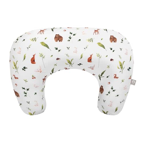 Boppy Nursing Pillow, Neutral Plants and Animals, Larger, More Supportive Pillow for Breastfeeding and Bottle Feeding, Firmer, Higher, Larger Area Than Original Nursing Pillow