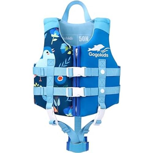 Gogokids Toddler Swim Vest, Kids Float Jacket for 20-30-40-50 lbs Girls and Boys, Float Swimwear with Duel Adjustable Safety Strap, for 2-9 Year Old Children