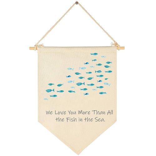 We Love You More Than All the Fish in the Sea- Flag Sign Gifts for Boys Girls Kids Baby Newborn -Banner Wall Art Gifts for Nursery Baby Room Playroom Bedroom Front Door-New Home Christmas Gift