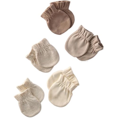 Morgan 5-Pack Mitts 100% Organic Cotton No Scratch Mittens for Newborn Baby Boys & Girls, Sorbet, One Size