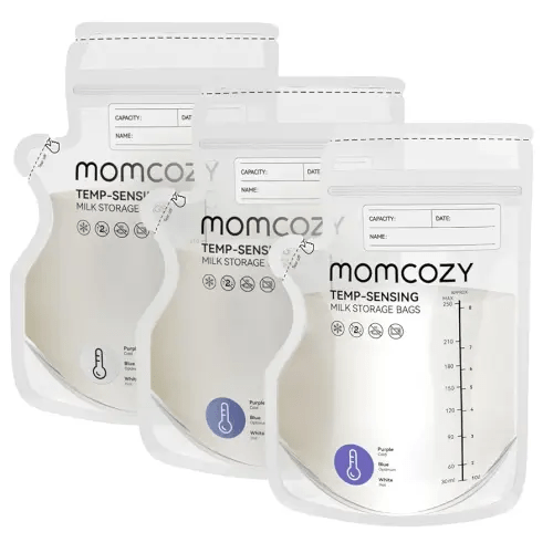 Momcozy Breastmilk Storage Bag, 8Oz, Temp-Sensing Color Change 120 Count Breast Milk Bags with Pour Spout, Milk Bag Self Standing for Breastfeeding, No Leak Presterilized for Freezer