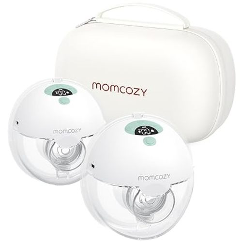 Momcozy Breast Pump Hands Free M5, Wearable Breast Pump of Baby Mouth Double-Sealed Flange with 3 Modes & 9 Levels, Electric Breast Pump Portable - 24mm, 2 Pack Mint