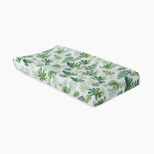Little Unicorn Cotton Muslin Changing Pad Cover - Tropical Leaf