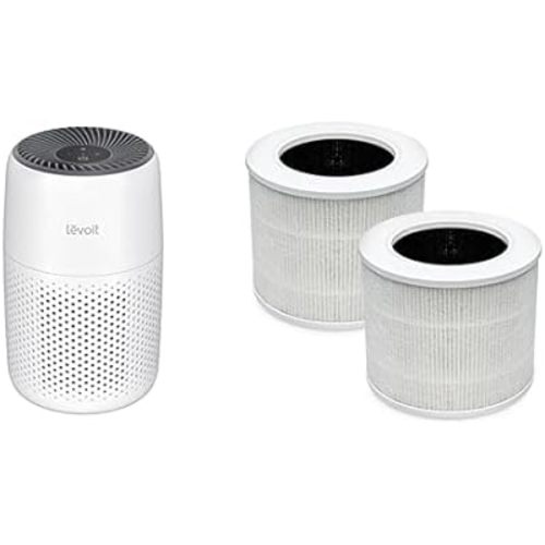 LEVOIT Core Mini Air Purifier and Replacement Filter 2Pack- Compact and Portable Design, VortexAir Technology, 3-Stage Filtration System, Removes Allergens, Odors, and Pet Dander