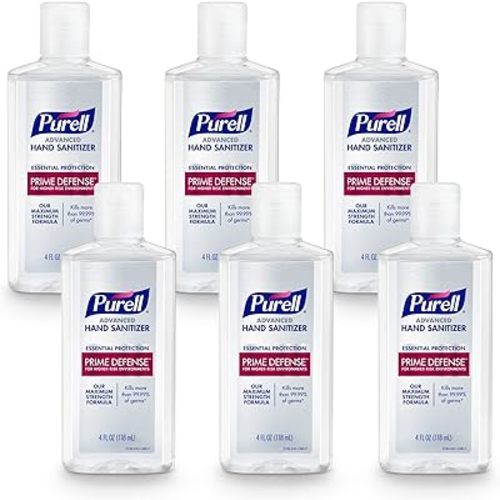 PURELL PRIME DEFENSE Advanced Hand Sanitizer, 85%, Maximum Strength Formula, 4 fl oz Travel Size Bottles (Pack of 6), 3499-04-EC