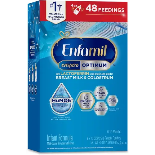 Enfamil Enspire Optimum Baby Formula, with Immune-Supporting Lactoferrin, Our Closest Formula to Breast Milk, Brain Building DHA, Dual Prebiotics, Infant Formula Powder, Baby Milk, 30 Oz Refill