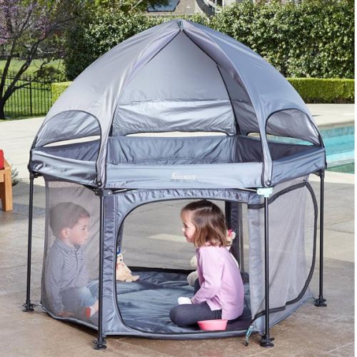 Hiccapop 53” PlayPod Outdoor Baby Playpen for Baby with Canopy, Deluxe Portable Playpen for Babies and Toddlers with Dome