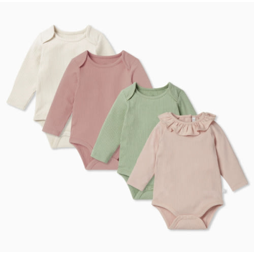 Ribbed Long Sleeve Bodysuit 4 Pack | Baby Boy & Girl Bodysuits | MORI US