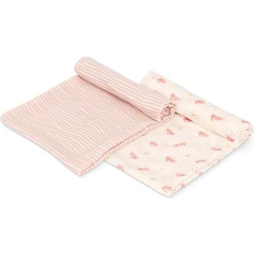 Swaddle Blanket Set, Bunny & Pink Wave - Bamboo Little | Maisonette