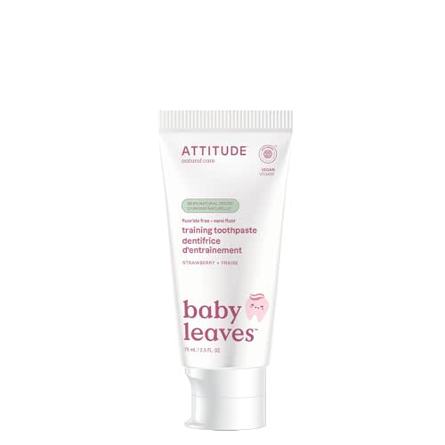 Attitude Baby and Child Fluoride-Free Training Toothpaste, EWG Verified, Naturally Derived Ingredients, Vegan, Strawberry, 2.6 Oz