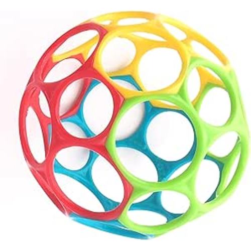 Bright Starts Oball Easy Grasp Classic Ball BPA-Free Infant Toy in Red, Yellow, Green, Blue, Age Newborn and up, 4 Inches