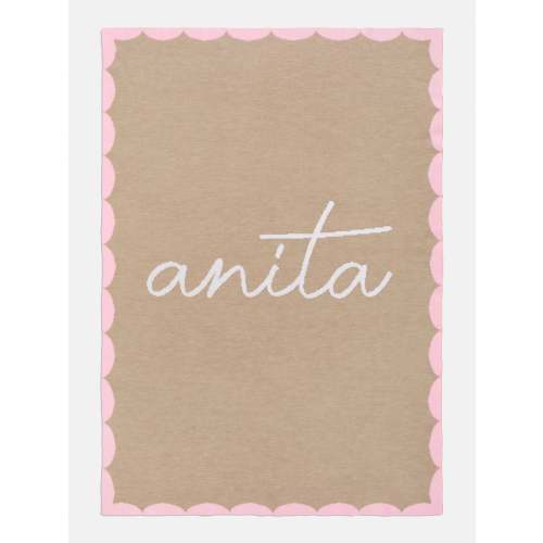 Subtly Scalloped Kids' Custom Blanket - Tan/Pink
