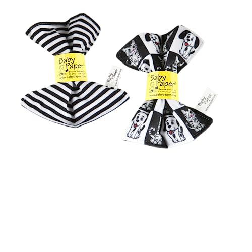 Baby Paper – 2 Pack of Crinkly, Sensory Toys, Black & White Stripe, Dog/Cat